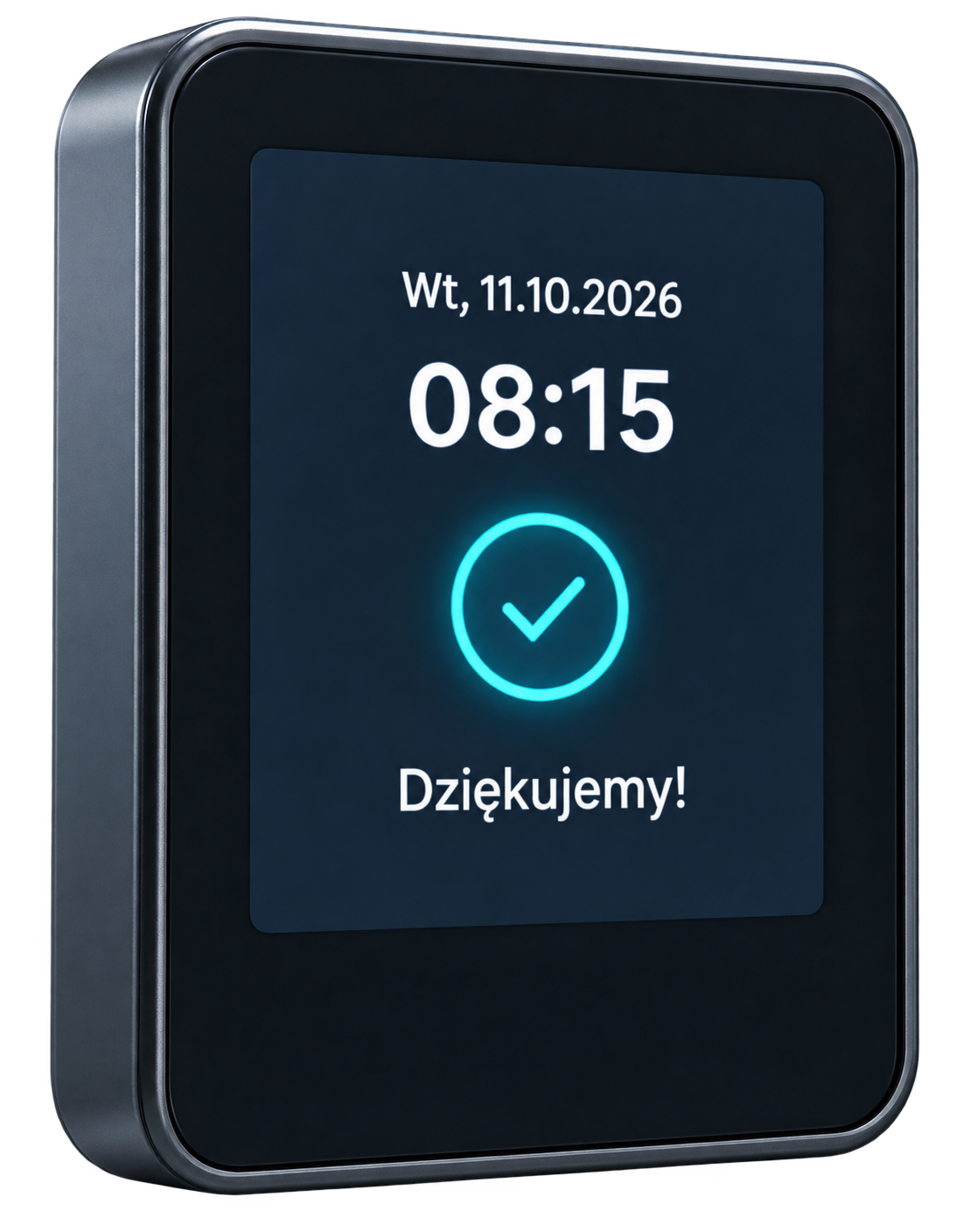 Koncepcyjny terminal rejestracji czasu na przezroczystym tle